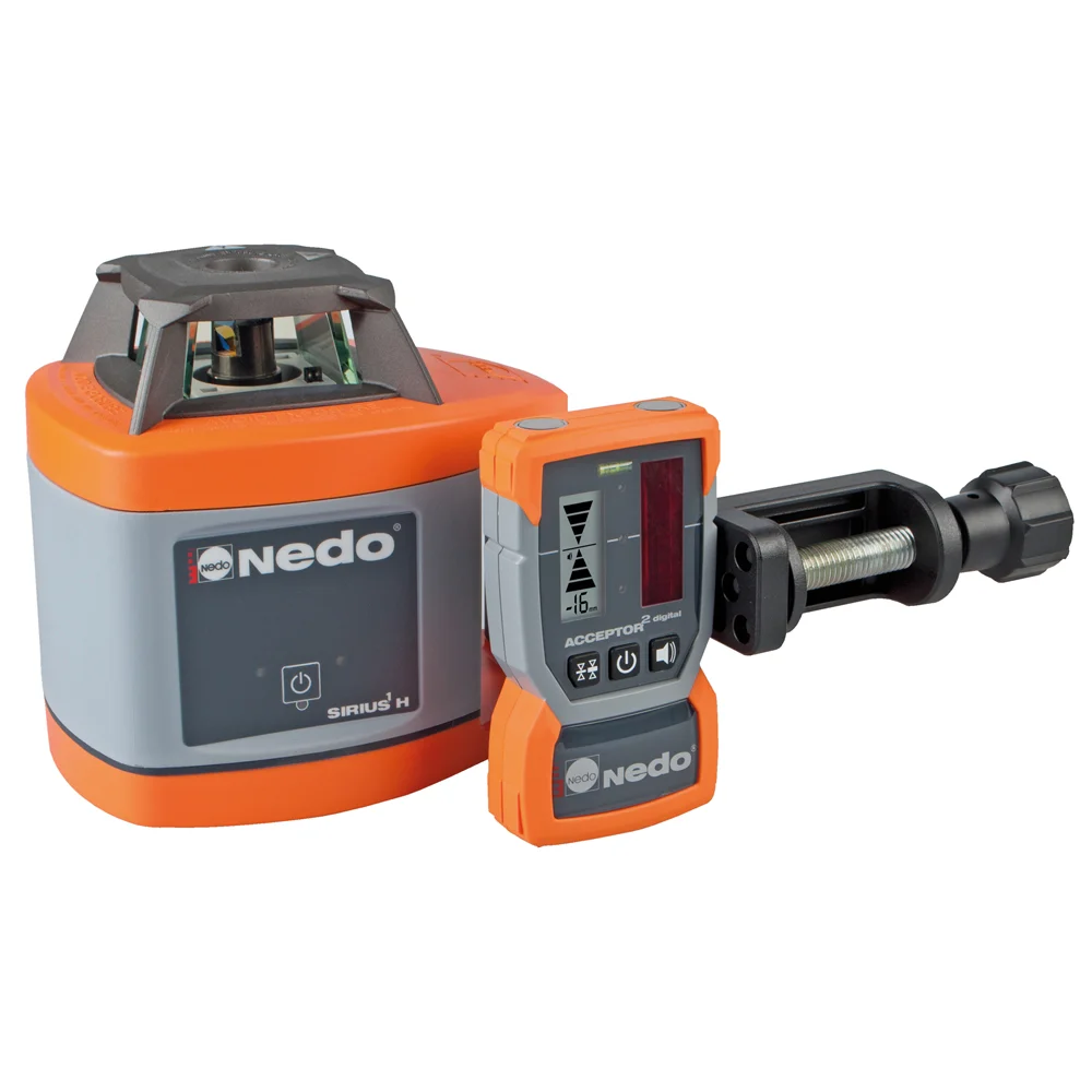Láser rotativo SIRIUS 1 H / Clase láser 3R Incl. ACCEPTOR 2 digital mordaza de suj. ''Heavy Duty''